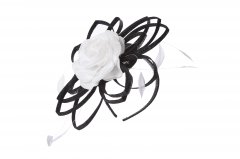 Emma B - Fascinator Sinamay with Flower and Feathers