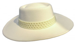 big felt hat with pearl decoration 