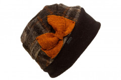 Karo Toque mit Fleece Rand