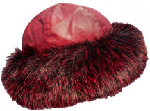 Lederimitat- Kappe mit Webpelzrand