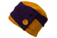 Lana- Cotta- Toque 2 farbig mit Knöpfen und Fleece