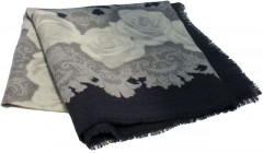 Woolscarf with roses 80x80cm