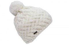 Rough knit bobble hat with fleece