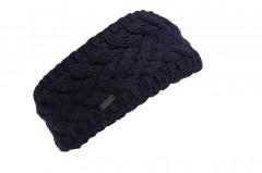 Rough knit bobble headband with fleece 