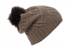 cashmere-wool-hat with strass and fox-pompom