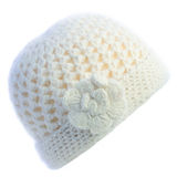 Angora Fold Over Hat with Rosette